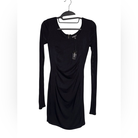 NWT Express Black Mesh Long Sleeve Whimsigoth Bodycon Dress - Size XS - Picture 4 of 9